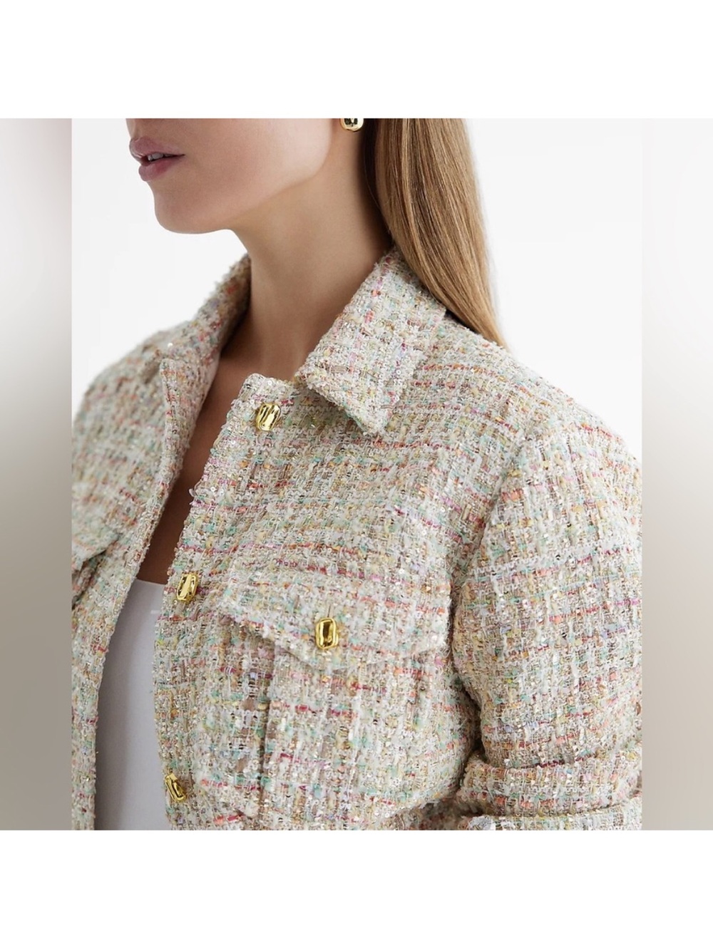 Luxurious Chanel style tweed Jacket gold buttons